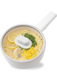 BIEn 電気鍋 電気調理鍋 グリル鍋 ラーメン うどん 目玉焼き お手伝い 受験 夜食 夏場に火を使わない 多機能フライパン 片手鍋 温度調節 食品グレード認証PP素材 旅行 車泊 (1.5L)