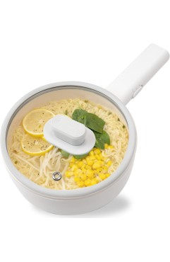 BIEn 電気鍋 電気調理鍋 グリル鍋 ラーメン うどん 目玉焼き お手伝い 受験 夜食 夏場に火を使わない 多機能フライパン 片手鍋 温度調節 食品グレード認証PP素材 旅行 車泊 (1.5L)