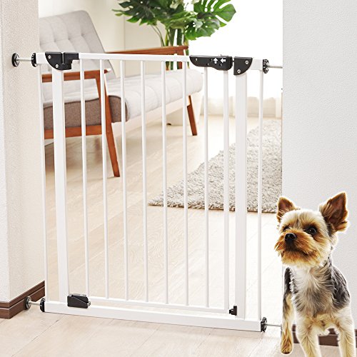 アイリスプラザ ペットゲート ベビーゲート スチールゲート ドア付き 突っ張りタイプ ホワイト 高さ78cm 設置幅70-91cm