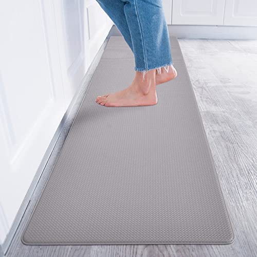 Baibu Home キッチンマット 拭ける 厚さ8ｍｍ 踏み心地いい フカフカ グレー 120 はっ水 防汚 低反発 クッション 洗濯いらず 台所 さっと拭くだけ