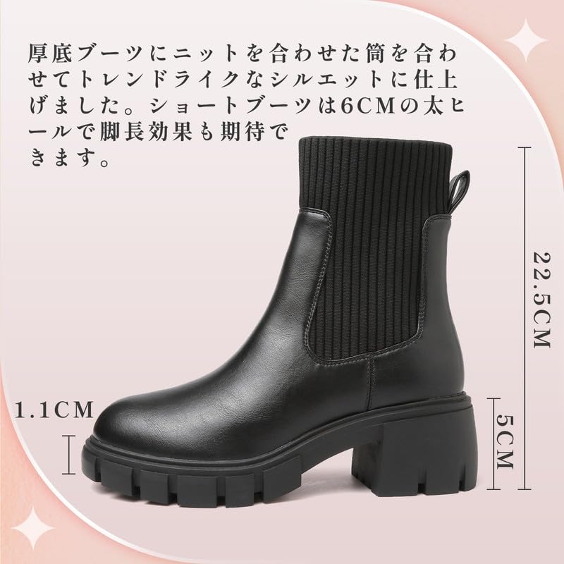 [todaysunny] ブーツ レディース サイドゴアブーツ 厚底ブーツ レディース ショートブーツ 黒 ミドル丈 ソックスブーツ ニットブーツ エンジニアブーツ ハイカット 秋 冬用 ワークブーツ アンクルブーツ 革靴 防水 Boots women