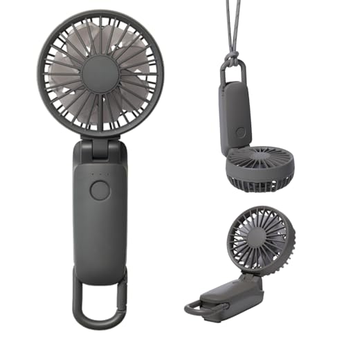 リズム(RHYTHM) ハンディファン 2025 大風量 静音 3WAY (手持ち 首掛け 卓上) [国内メーカー] 風量5段階 Type-C対応 カラビナ＆ストラップ付き 小型 携帯扇風機 Silky Wind Mobile 3.2 ダークグレー 9ZF040RH82