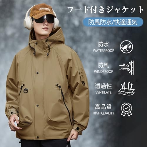 [myouhuo] ジャケット メンズ ブルゾン ゆったり カジュアル おしゃれ フード付き 長袖 無地 防風 ジップパーカー ジップパーカー ジャケット コート 男女兼用 春秋着